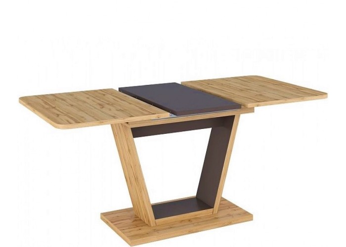 NIGEL dub wotan/hnedá, rozkladací jedálenský stôl 120-160x80 cm