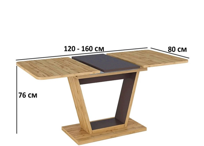 NIGEL dub wotan/hnedá, rozkladací jedálenský stôl 120-160x80 cm