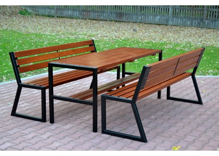 F134 záhradný set (stôl + 2 lavičky) v dĺžke 150 (158) cm