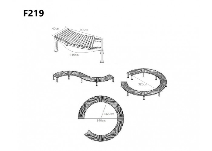 Štvrťkruhová parková lavička F219-240