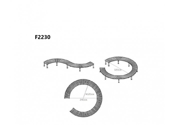 Štvrťkruhová parková lavička F2230-240